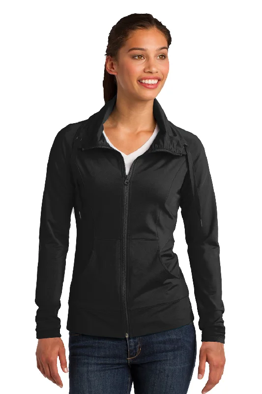 Sport-Tek Womens Sport-Wick Moisture Wicking Full Zip Jacket - Black