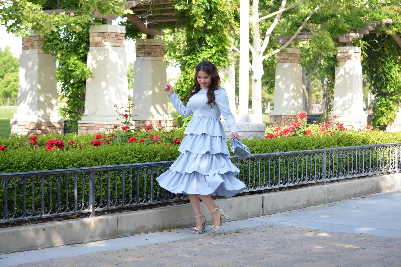 Amalfi Sky Blue Ruffled Dress