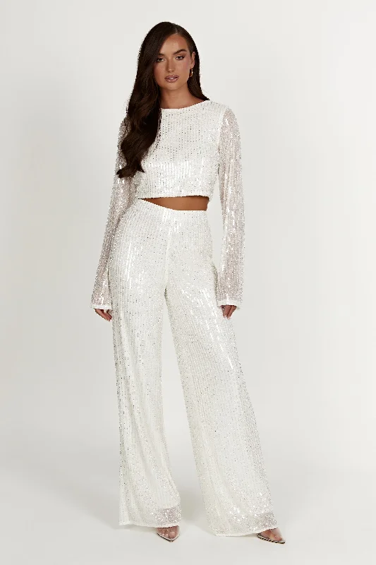 Diaz Sequin Pants - White