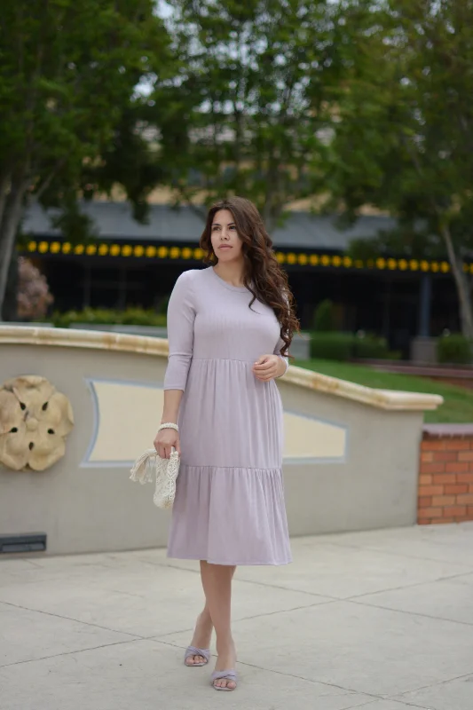 Rowena Lavender Ribbed Dress