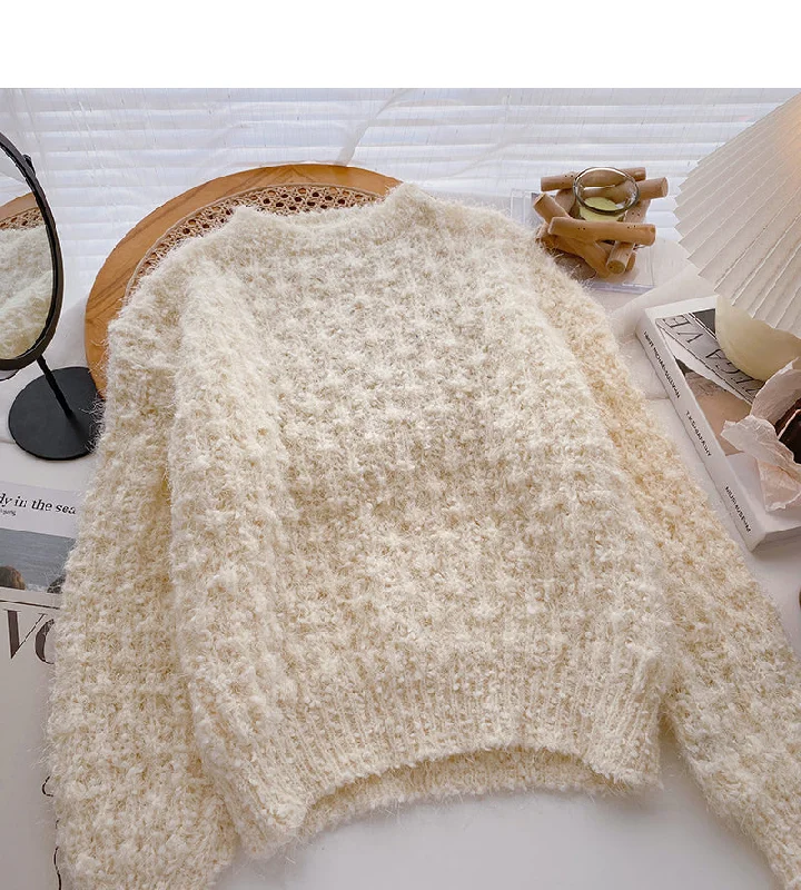 Fashionable foreign style sweater versatile round neck Pullover  6069