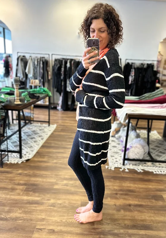 Amber - Black Striped Cardigan