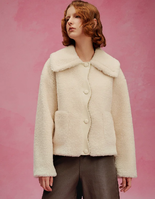 Drop Shoulder Sleeve Furry Coat