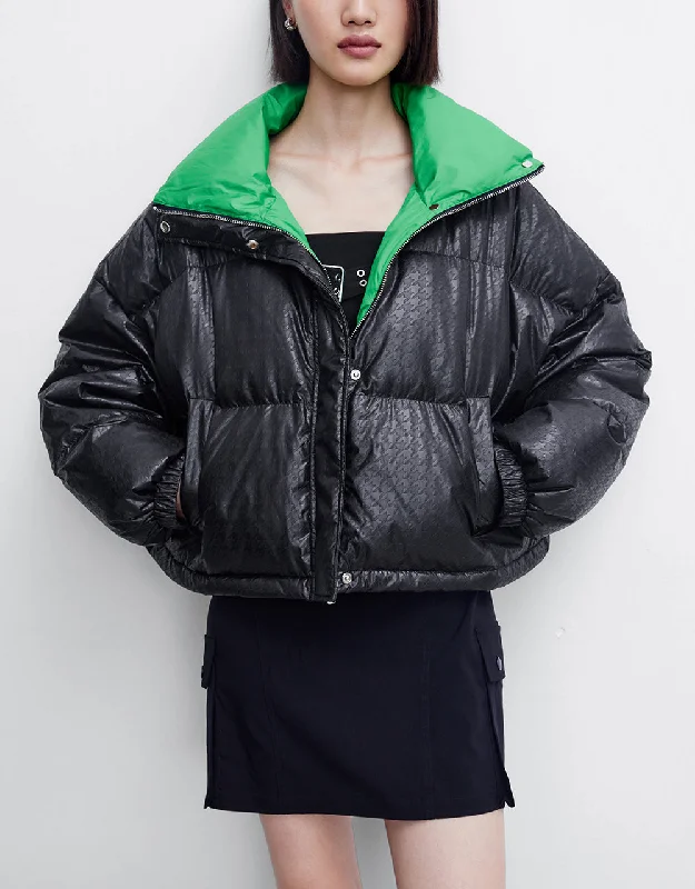 Zipper Front Stand Collar Down Jacket