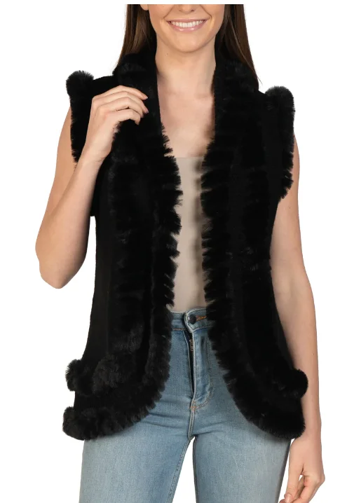 Erin Faux Fur Navy Vest