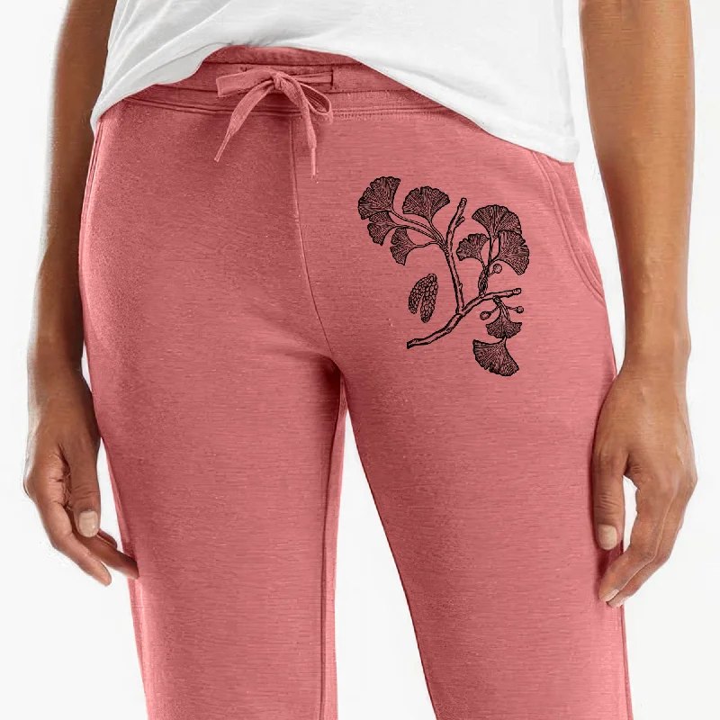 Ginkgo Biloba - Ginkgo Tree Stem with Leaves - Women's Cali Wave Jogger Sweatpants