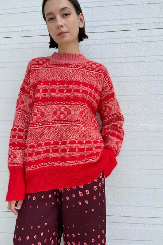 Graphic Knit Sweater in Geranium (Sold Out)