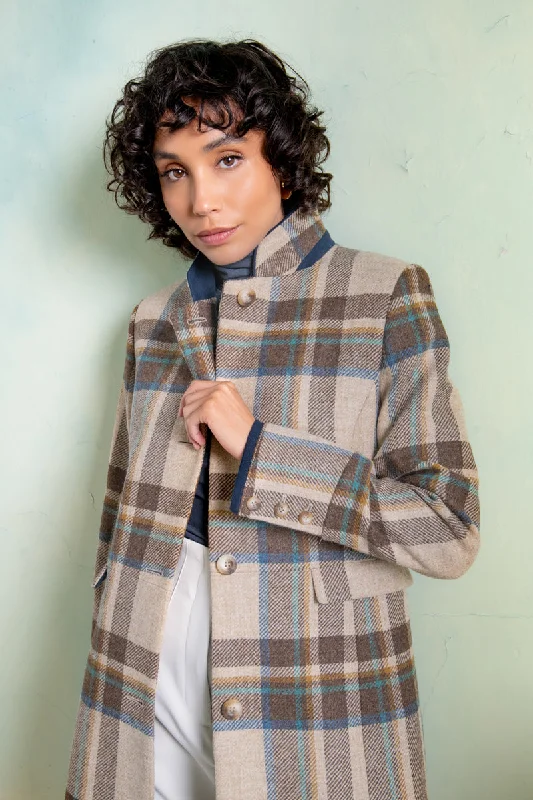 Pamela Tweed Coat - Cream Block Check