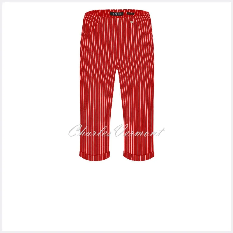 Robell Bella 05 Pinstripe Bermuda Short 51625-54567-41 (Red)