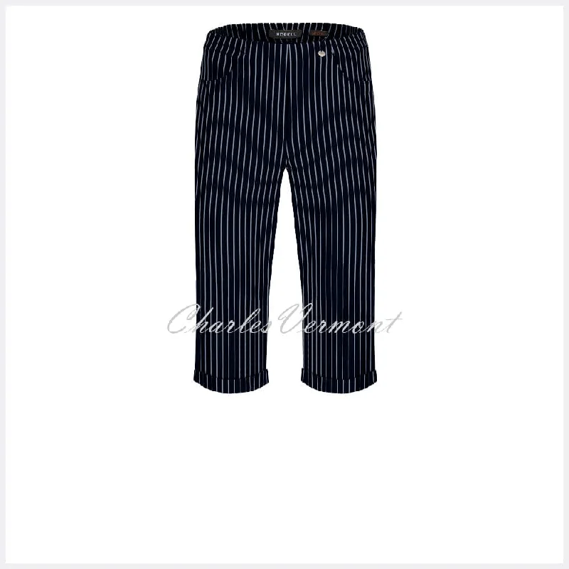 Robell Bella 05 Pinstripe Bermuda Short 51625-54567-69 (Navy)