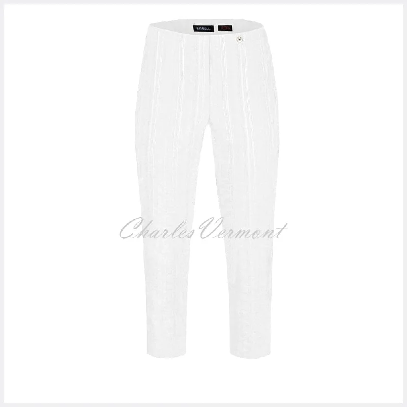 Robell Marie 07 Seersucker Capri Trouser 51576-54554-10 (White)