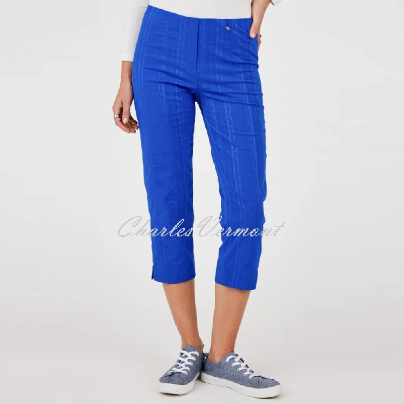 Robell Marie 07 Seersucker Capri Trouser 51576-54554-67 (Royal Blue)