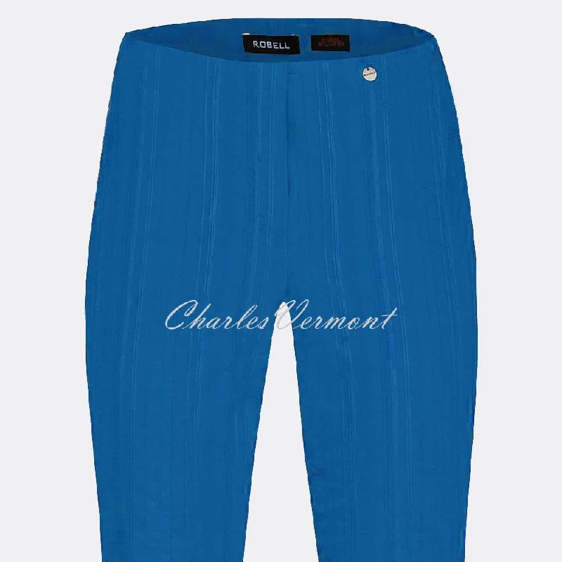 Robell Marie 07 Seersucker Capri Trouser 51576-54554-67 (Royal Blue)