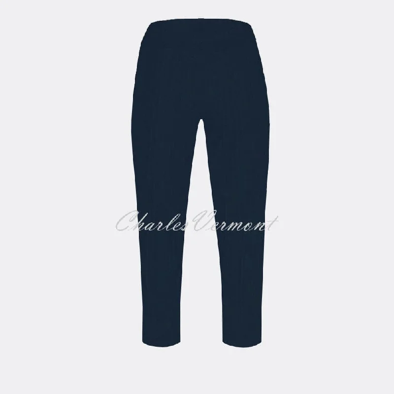 Robell Marie 07 Seersucker Capri Trouser 51576-54554-69 (Navy)