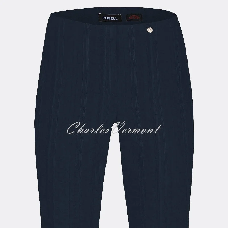 Robell Marie 07 Seersucker Capri Trouser 51576-54554-69 (Navy)