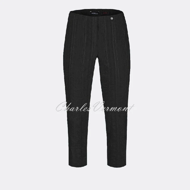 Robell Marie 07 Seersucker Capri Trouser 51576-54554-90 (Black)