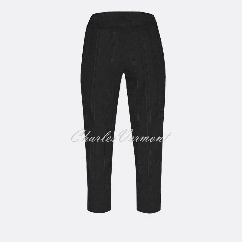 Robell Marie 07 Seersucker Capri Trouser 51576-54554-90 (Black)