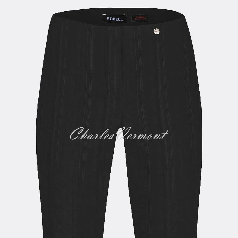 Robell Marie 07 Seersucker Capri Trouser 51576-54554-90 (Black)