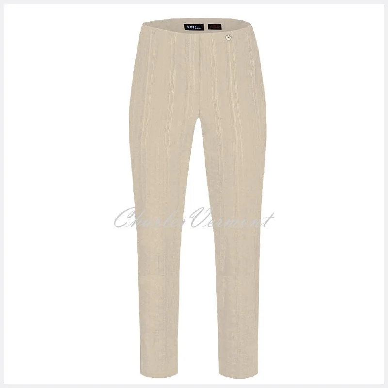 Robell Marie Full Length Seersucker Trouser 51412-54554-14 (Beige)