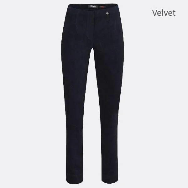 Robell Marie Trouser 51414-54362-691 (Navy Velvet) - SHORTER LENGTH 29""