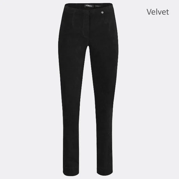 Robell Marie Trouser 51414-54362-90 (Black Velvet) - SHORTER LENGTH 29""