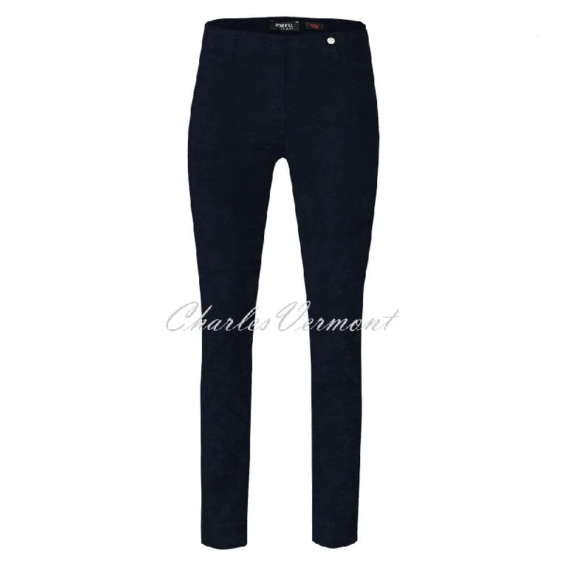 Robell Rose Full Length Super Slim Trouser 52422-54025-69 - Ultra Thin Fleece Lined (Navy)