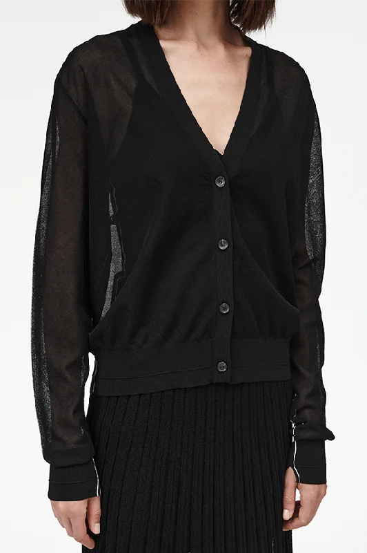 Sheer Cardigan in Black