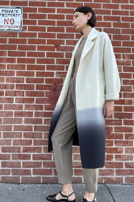 Tie Dye Oversized Coat in Cream/Gray