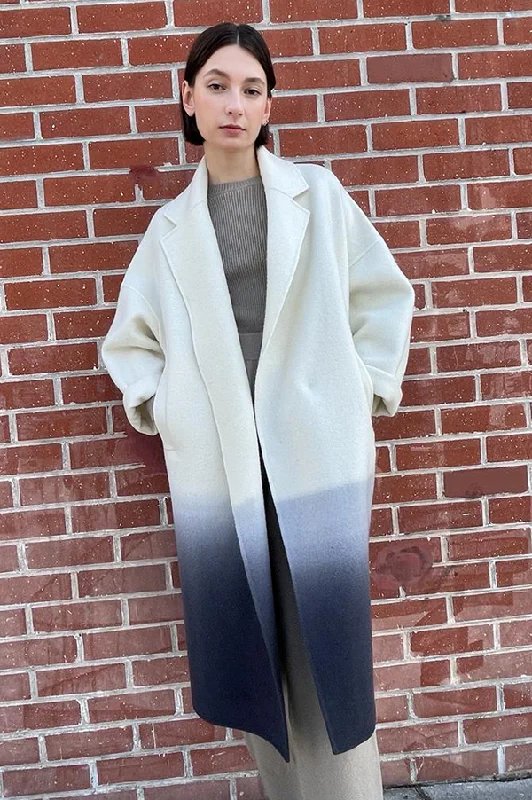 Tie Dye Oversized Coat in Cream/Gray