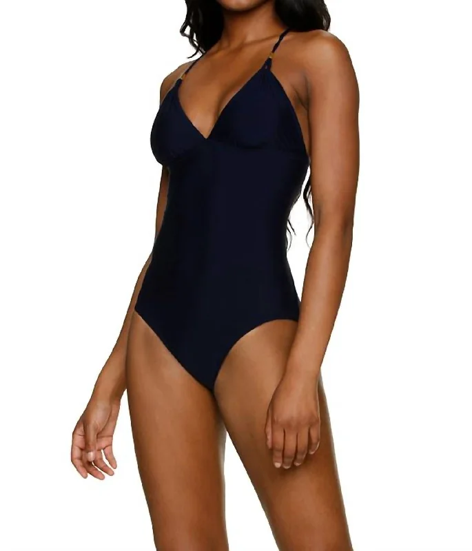 Latice Back One Piece In Navy