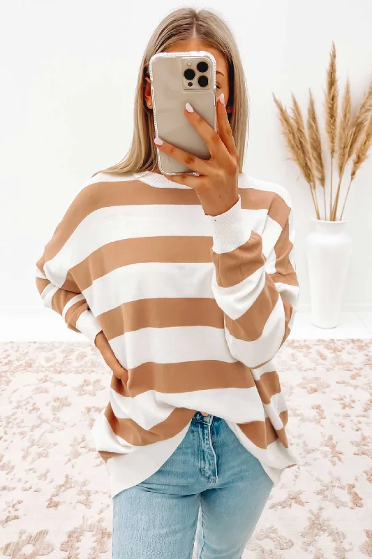 Adriana Knit Top Beige Stripe