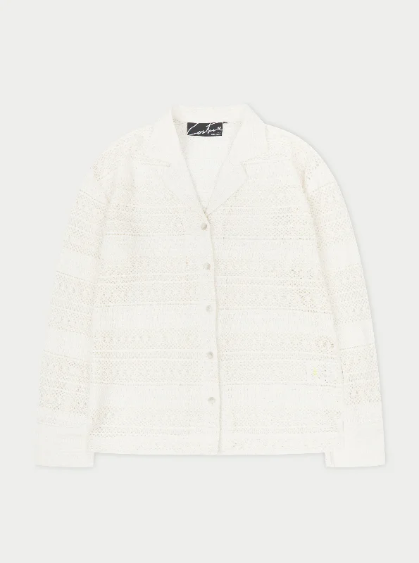 TEXTURED CROCHET SHIRT - OFF WHITE