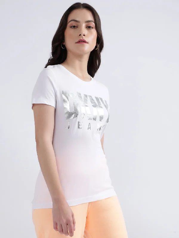 Dkny White Fashion Logo Regular Fit Top