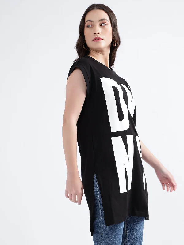 Dkny Black Fashion Logo Regular Fit T-Shirt