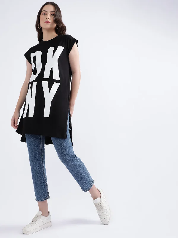 Dkny Black Fashion Logo Regular Fit T-Shirt