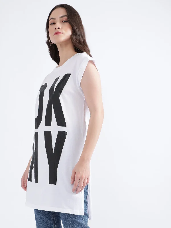 Dkny White Fashion Logo Regular Fit T-Shirt