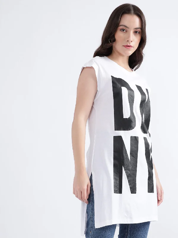 Dkny White Fashion Logo Regular Fit T-Shirt