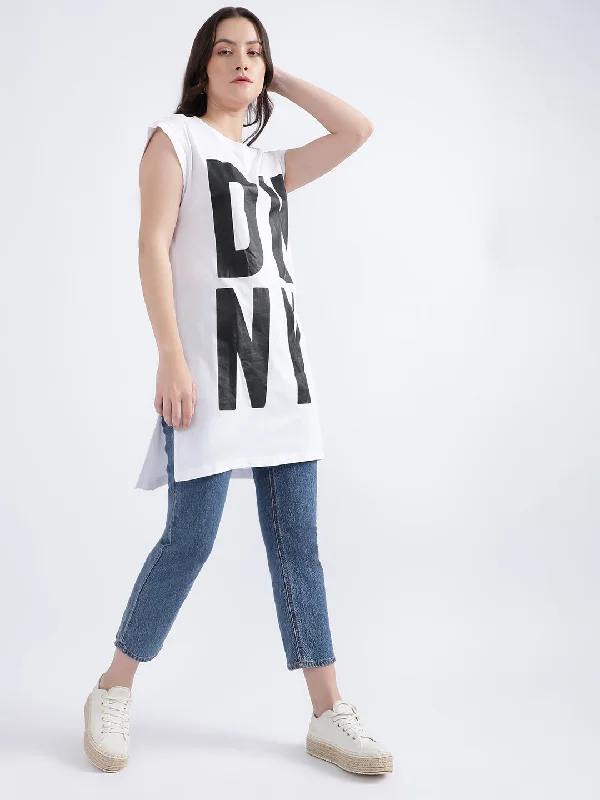 Dkny White Fashion Logo Regular Fit T-Shirt