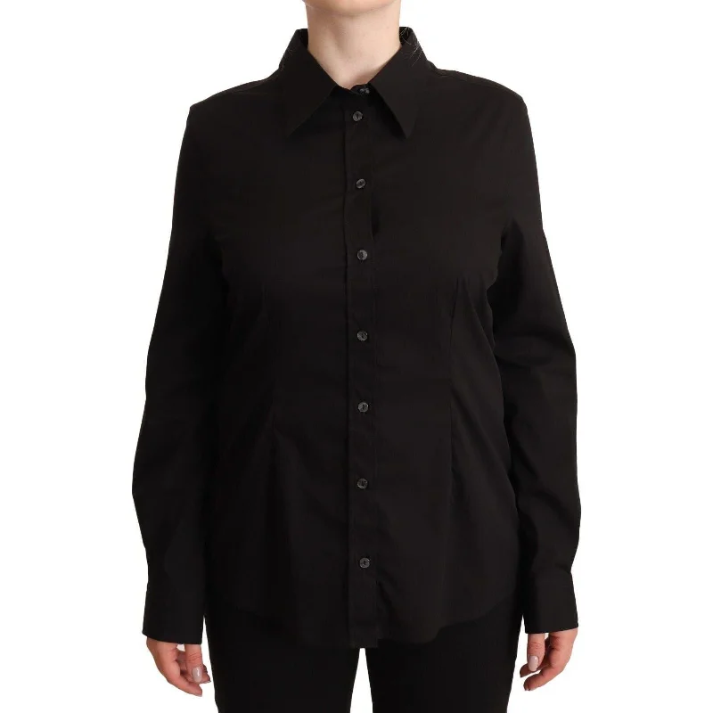 Dolce & Gabbana Elegant Black Cotton Blend Collared Top