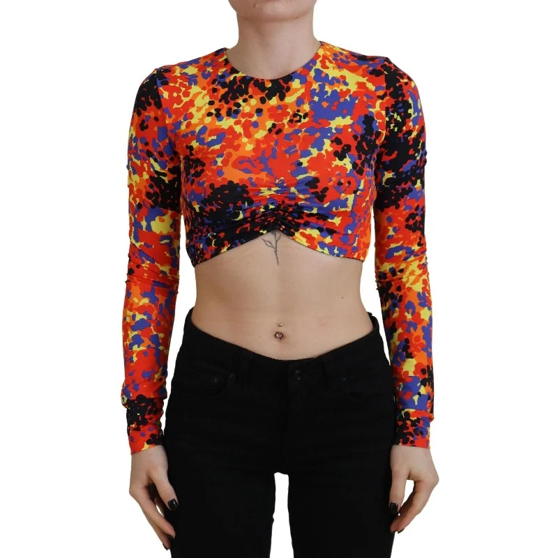 Dsquared² Multicolor Cami Long Sleeves Cropped Blouse Top