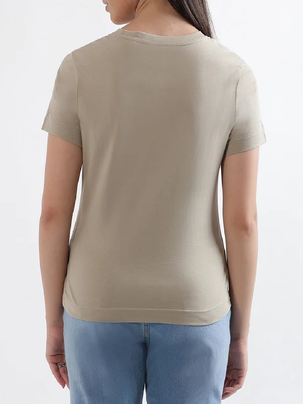 Gant Beige Logo Regular Fit T-Shirt