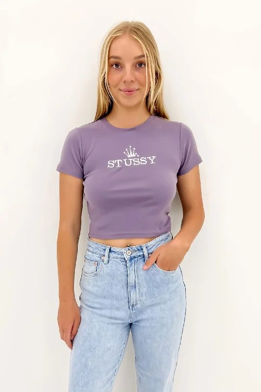 Glamour Embroidered Rib Tee Mauve