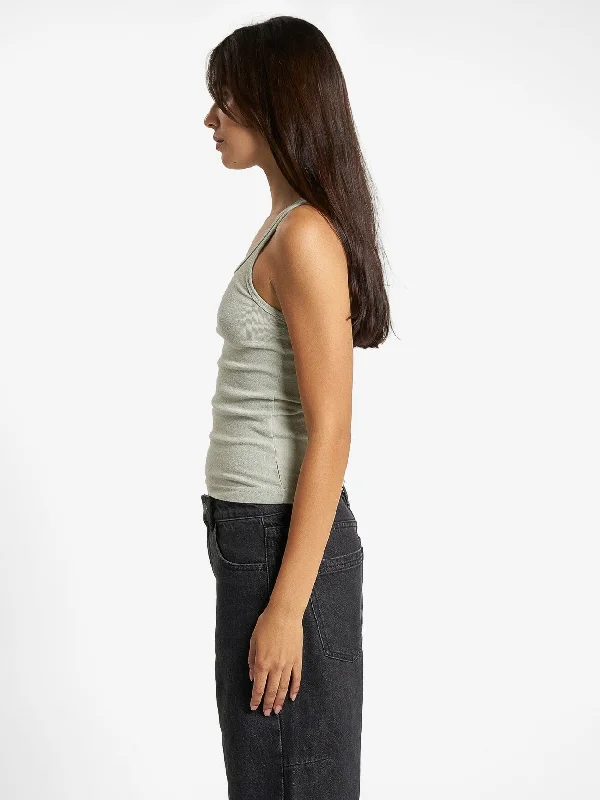 Minimal Thrills Scoop Tank - Sage Grey