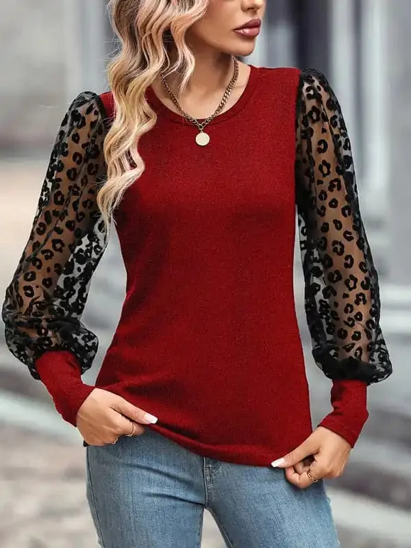 Women’s Slim Sleeve Color Block Long Sleeve Top