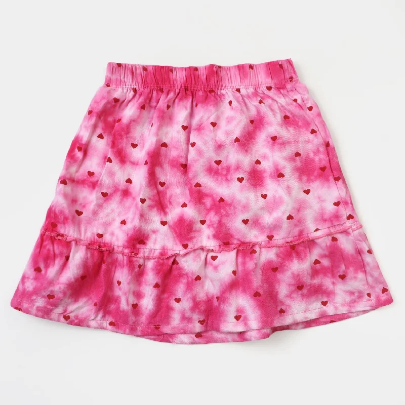 Girls Cotton Casual Skirt Tie Dye Hearts - Magenta