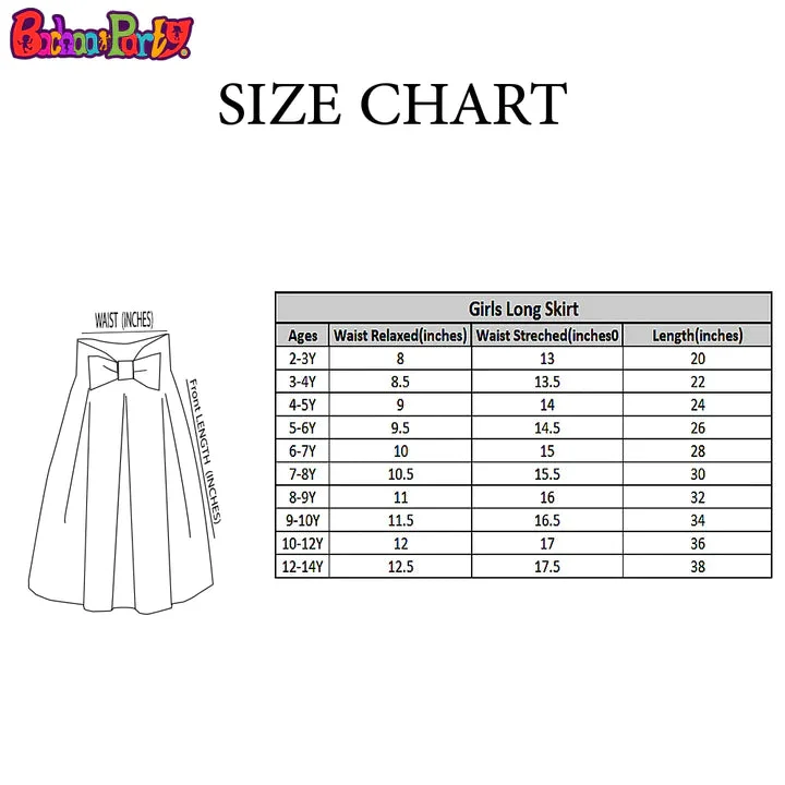 Girls Cotton Digital Print Long Skirt - Multi