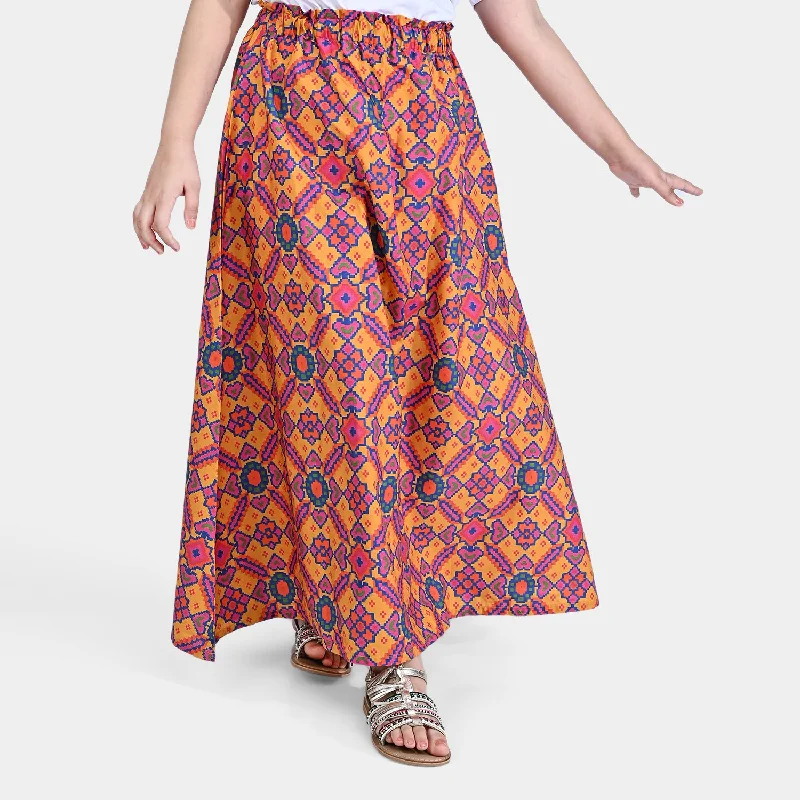 Girls Cotton Poplin Long Skirt Canyon Clay-Mustard