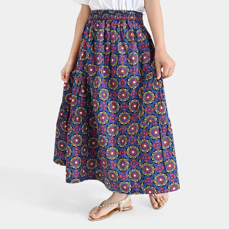 Girls Cotton Poplin Long Skirt Lantana-Multi