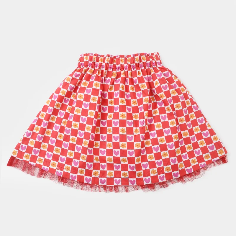 Girls Digital Print Casual Short Skirt - Multi