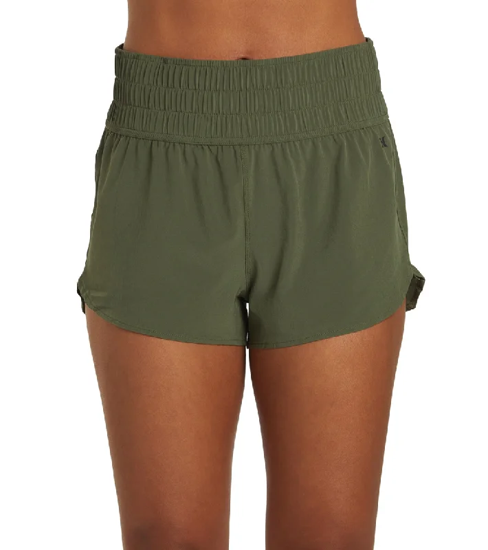 Hurley Women's Solid High Waist 2.5"" Boardshorts Olive Night